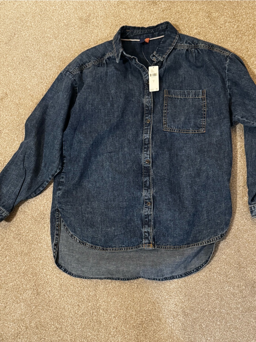 Dark Denim Button Down Blouse